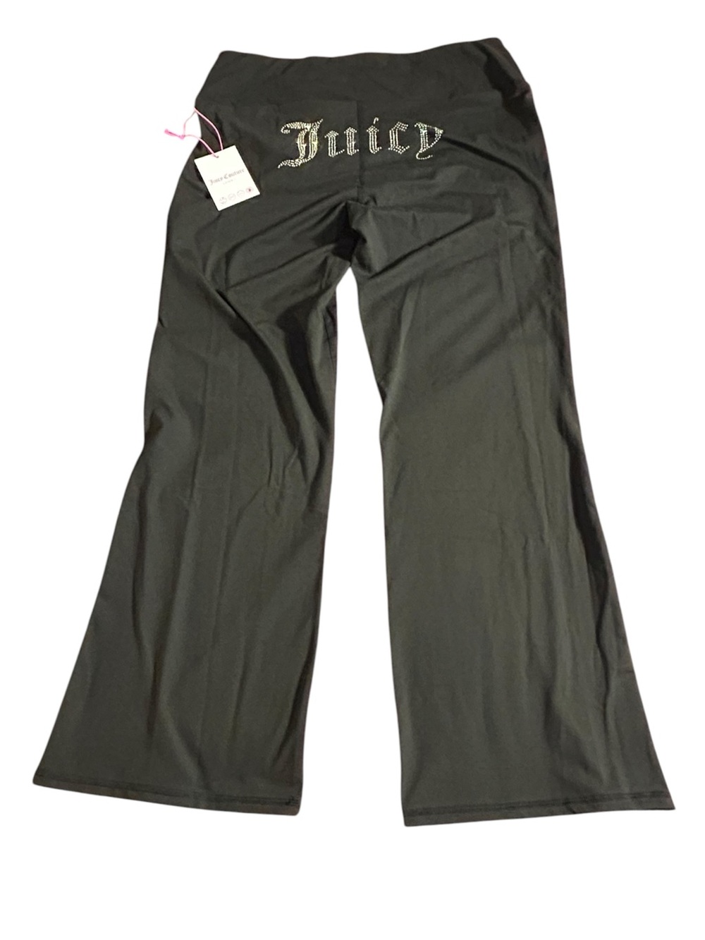 NWT Juicy Couture Sport OG Big Bling High-Rise Flare Leggings Black Licorice XL
